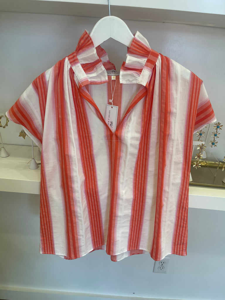 Vicki Short Sleeve Top | Pink and Orange