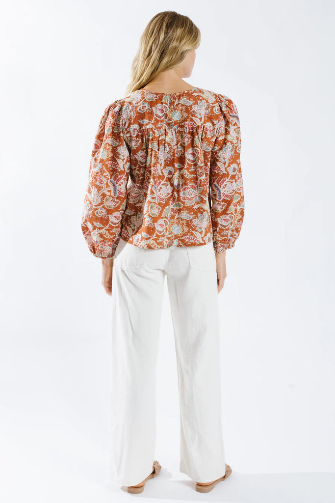 Ghaada Puff Long Sleeve Blouse | Rust