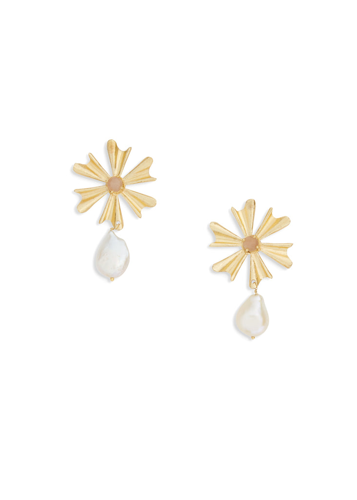 Amelia Earring | Peach Moonstone